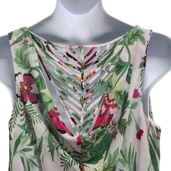 Kate  Mallory Womans 1X Floral Print Maxi Dress Draped Back Front Slits … - Picture 3 of 8